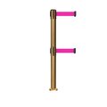 Montour Line Stanchion Dual Belt Barrier Fixed Base Sat.Brass Post 9ft.Fl.Pnk Belt MX630DF-SB-FPK-90